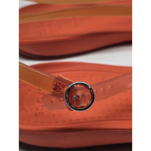 Crocs Womens Sexi Flip Sandals Comfort Jelly Casual Strappy Thong Orange Size 8 - Picture 3 of 14